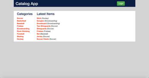 Sports Item Catalog Application